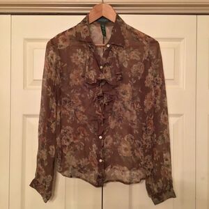 Vintage Lauren by Ralph Lauren Silk Floral Blouse